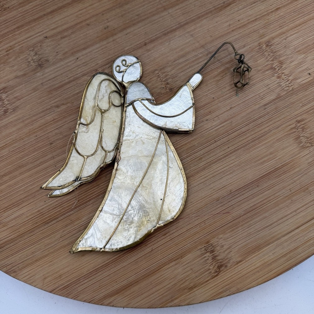 Angel Capiz Shell Christmas Tree Ornament Holiday Decor Vintage